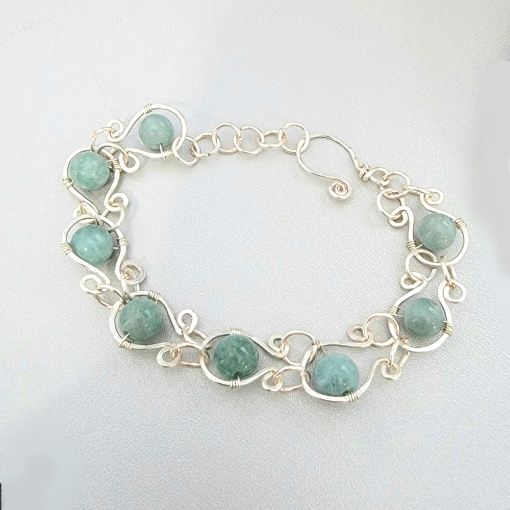 Bermese Jade with Silver Bracelet